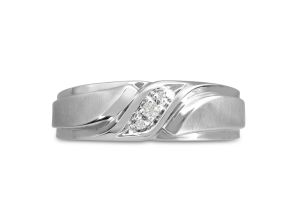 Men’s .05 Carat Diamond Wedding Band in White Gold (, I2), 7.04mm Wide by SuperJeweler