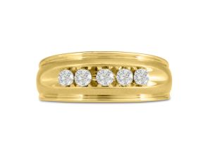 Men’s 1/2 Carat Diamond Wedding Band in Yellow Gold (, I2), 8.68mm Wide by SuperJeweler