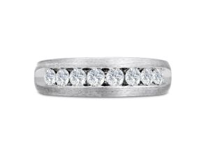 Men’s 3/4 Carat Diamond Wedding Band in White Gold (, I2), 6.78mm Wide by SuperJeweler