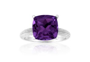5 Carat Cushion Cut Amethyst Ring Crafted in Solid Sterling Silver by SuperJeweler