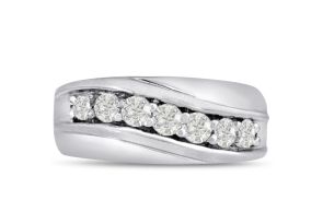 Men’s 1 Carat Diamond Wedding Band in White Gold (, I2), 9.88mm Wide by SuperJeweler