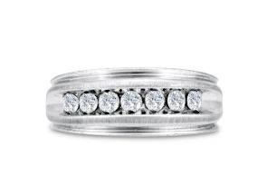 Men’s 1/2 Carat Diamond Wedding Band in White Gold (, I2), 8.06mm Wide by SuperJeweler