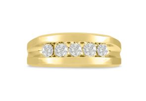 Men’s 3/4 Carat Diamond Wedding Band in Yellow Gold (, I2), 8.29mm Wide by SuperJeweler