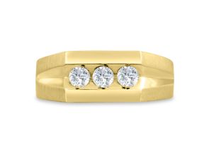 Men’s 1/2 Carat Diamond Wedding Band in 14K Yellow Gold (, I1-I2), 8.70mm Wide by SuperJeweler