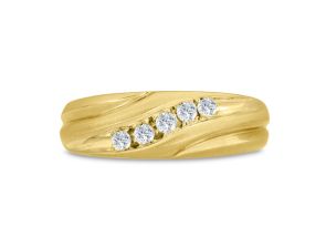 Men’s 1/4 Carat Diamond Wedding Band in Yellow Gold (, I2), 7.51mm Wide by SuperJeweler