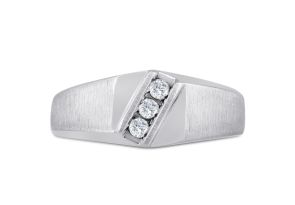 Men’s 1/10 Carat Diamond Wedding Band in White Gold (, I2), 9.10mm Wide by SuperJeweler