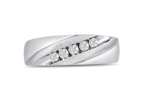 Men’s 1/4 Carat Diamond Wedding Band in White Gold (, I2), 6.89mm Wide by SuperJeweler