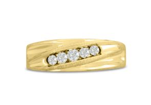 Men’s 1/4 Carat Diamond Wedding Band in Yellow Gold (, I2), 7.30mm Wide by SuperJeweler