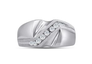 Men’s 1/4 Carat Diamond Wedding Band in White Gold (, I2), 9.57mm Wide by SuperJeweler