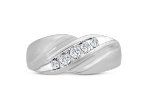 Men’s 1/3 Carat Diamond Wedding Band in White Gold (, I2), 9.61mm Wide by SuperJeweler