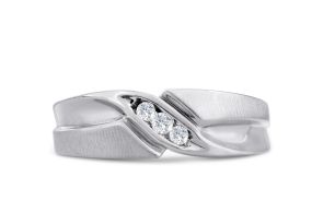 Men’s 1/10 Carat Diamond Wedding Band in White Gold (, I2), 6.73mm Wide by SuperJeweler