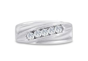 Men’s 3/5 Carat Diamond Wedding Band in White Gold (, I2), 9.50mm Wide by SuperJeweler