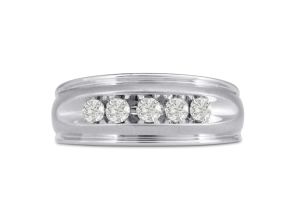 Men’s 1/2 Carat Diamond Wedding Band in White Gold (, I2), 8.68mm Wide by SuperJeweler