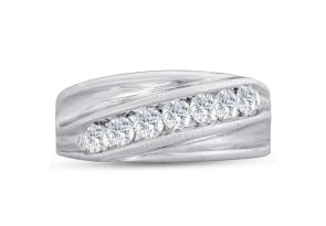 Men’s 1 Carat Diamond Wedding Band in White Gold (, I2), 9.64mm Wide by SuperJeweler