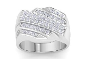 Men’s 1 Carat Diamond Wedding Band in White Gold (, I2), 13.85mm Wide by SuperJeweler