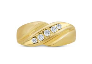 Men’s 1/3 Carat Diamond Wedding Band in Yellow Gold (, I2), 9.61mm Wide by SuperJeweler