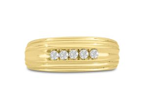 Men’s 1/4 Carat Diamond Wedding Band in Yellow Gold (, I2), 8.36mm Wide by SuperJeweler