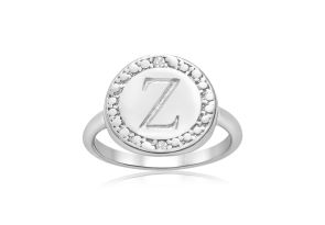 „Z“ Initial Diamond Ring in Sterling Silver,  by SuperJeweler