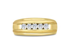 Men’s 1/2 Carat Diamond Wedding Band in 14K Yellow Gold (, I1-I2), 9.0mm Wide by SuperJeweler