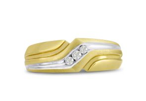 Men’s 1/10 Carat Diamond Wedding Band in  Two-Tone Gold (, I2), 7.53mm Wide by SuperJeweler