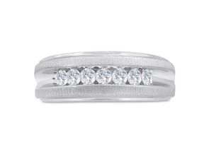 Men’s 1/2 Carat Diamond Wedding Band in White Gold (, I2), 8.49mm Wide by SuperJeweler