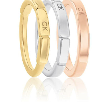 Calvin Klein Slušivý tricolor prsteň 3 v 1 Soft Squares 35000458 56 mm