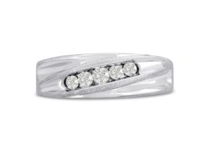 Men’s 1/4 Carat Diamond Wedding Band in White Gold (, I2), 7.30mm Wide by SuperJeweler