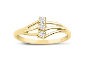 Three Diamond Spray Promise Ring in Yellow Gold (1.30 g),  by SuperJeweler