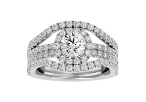 2 Carat Halo Lab Grown Diamond Engagement Ring in 14K White Gold (8.3 g), G-H Color by SuperJeweler