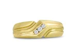 Men’s 1/10 Carat Diamond Wedding Band in Yellow Gold (, I2), 7.53mm Wide by SuperJeweler