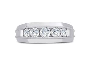 Men’s 1 Carat Diamond Wedding Band in White Gold (, I2), 8.33mm Wide by SuperJeweler