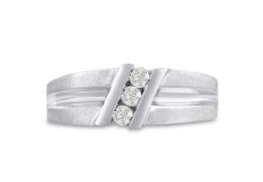 Men’s 1/4 Carat Diamond Wedding Band in White Gold (, I2), 8.29mm Wide by SuperJeweler
