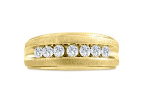 Men’s 3/4 Carat Diamond Wedding Band in Yellow Gold (, I2), 9.44mm Wide by SuperJeweler