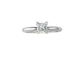 1/4 Carat Princess Cut Diamond Solitaire Engagement Ring in 14K White Gold (, I1-I2) by SuperJeweler