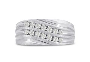 Men’s 1/2 Carat Diamond Wedding Band in White Gold (, I2), 10.13mm Wide by SuperJeweler