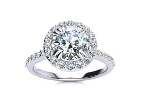 2 Carat Halo Diamond Engagement Ring in Platinum (, I1-I2 Clarity Enhanced) by SuperJeweler