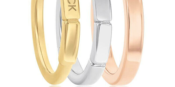 Calvin Klein Slušivý tricolor prsteň 3 v 1 Soft Squares 35000458 52 mm