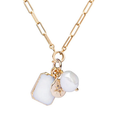 Decadorn Pôvabný pozlátený náhrdelník s pravou perlou Chunky