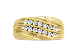 Men’s 1/2 Carat Diamond Wedding Band in Yellow Gold (, I2), 10.76mm Wide by SuperJeweler