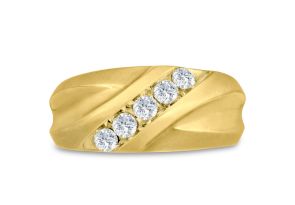 Men’s 1/2 Carat Diamond Wedding Band in 14K Yellow Gold (, I1-I2), 10.34mm Wide by SuperJeweler