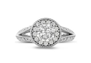 1 3/4 Carat Split Shank Halo Diamond Engagement Ring in 14K White Gold (6.1 g) (, SI2-I1) by SuperJeweler