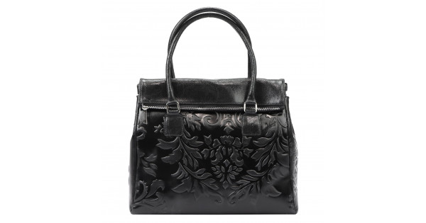 Dámska kožená kabelka Italia Orchi – čierna