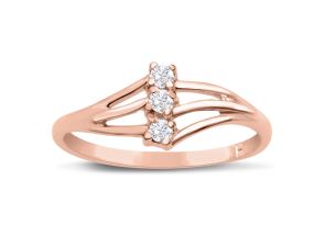 Three Diamond Spray Promise Ring in Rose Gold (1.30 g),  by SuperJeweler