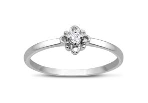 Vintage Diamond Promise Ring in White Gold (1.10 g),  by SuperJeweler