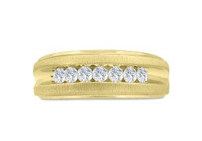 Men’s 1/2 Carat Diamond Wedding Band in Yellow Gold (, I2), 8.49mm Wide by SuperJeweler