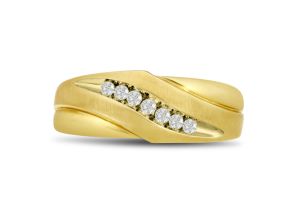 Men’s 1/10 Carat Diamond Wedding Band in 14K Yellow Gold (, I1-I2), 8.0mm Wide by SuperJeweler