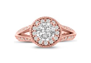 1 3/4 Carat Split Shank Halo Diamond Engagement Ring in 14K Rose Gold (6.1 g) (, SI2-I1) by SuperJeweler