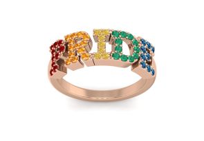 1/2 Carat Rainbow Pride Gemstone Ring in 14K Rose Gold (3.70 g), Size 4 by SuperJeweler