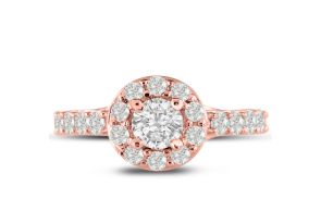 1.5 Carat Halo Diamond Engagement Ring in 14K Rose Gold (5.4 g) (, SI2-I1) by SuperJeweler