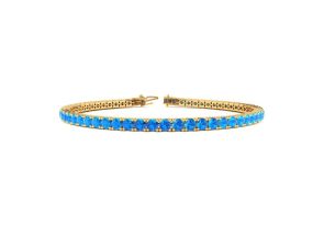 4 1/2 Carat Blue Topaz Tennis Bracelet in 14K Yellow Gold (10.6 g), 8 Inches by SuperJeweler